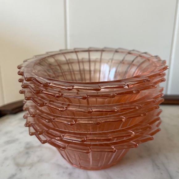 Fenton Pink Depression Glass Bowls - set of 6 - Picture 3 of 5